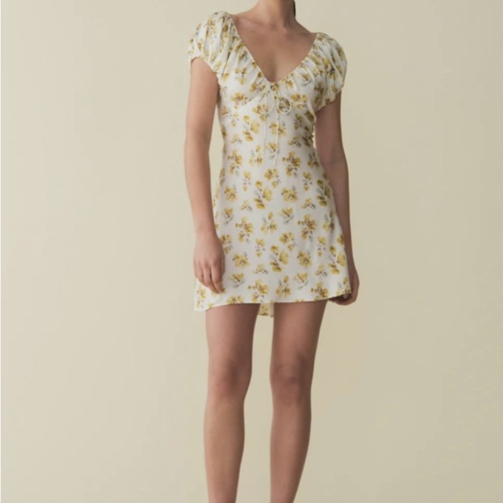 Doen Sera Yellow Pansy Floral Dress